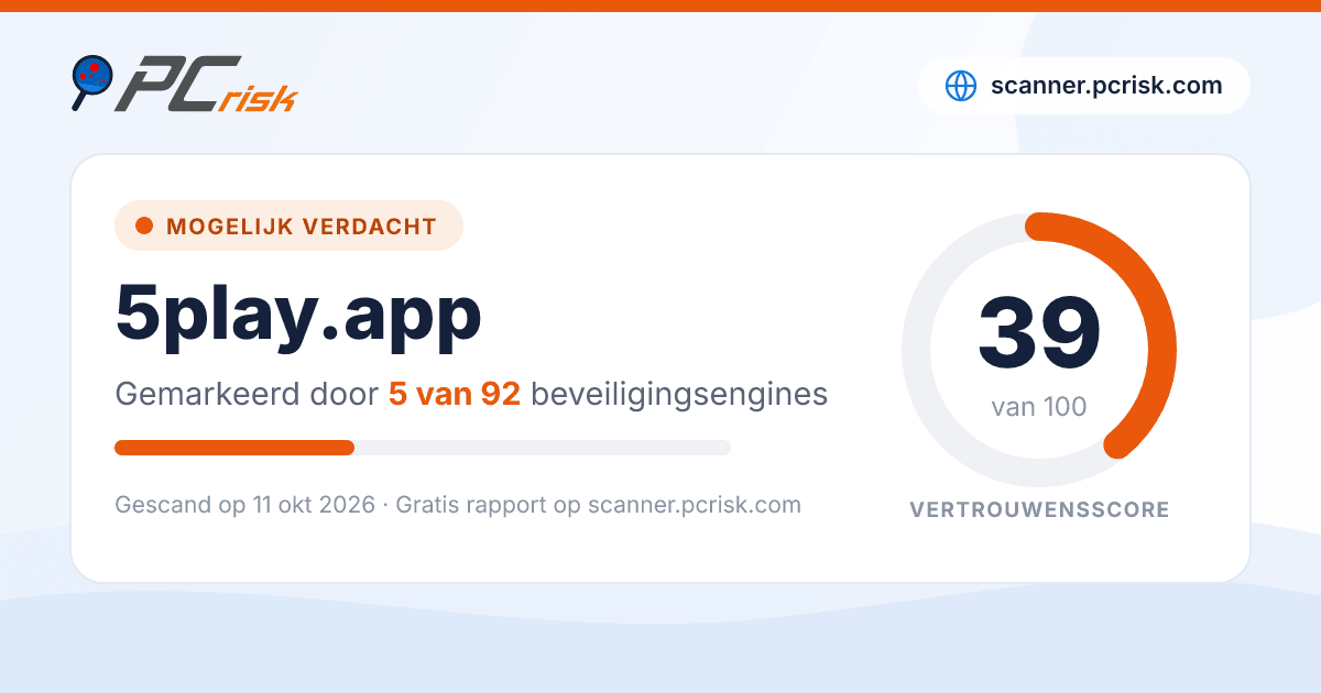 Is 5play.app veilig? Beveiligingsscanrapport | PCrisk