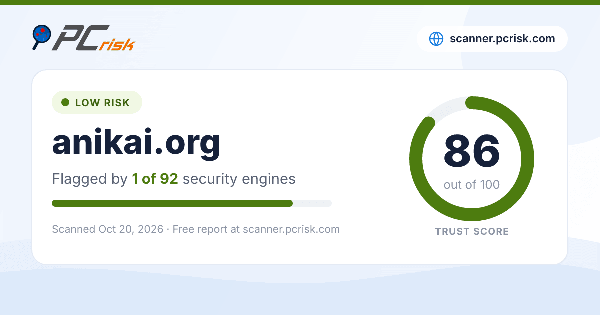 Is anikai.org Safe? Security Scan Report | PCrisk