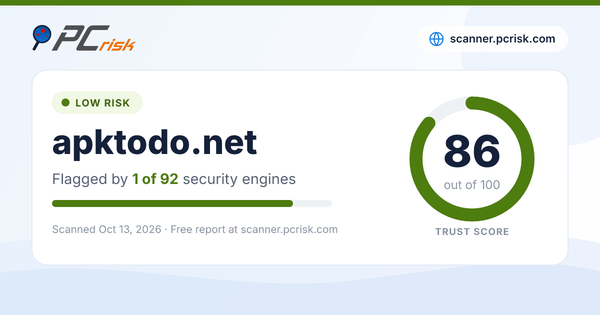 Is apktodo.net Safe? Security Scan Report | PCrisk