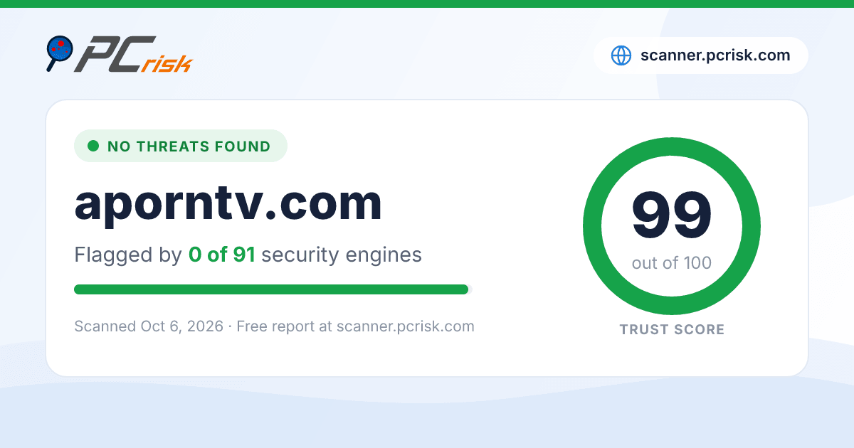 Is aporntv.com Safe? Security Scan Report | PCrisk