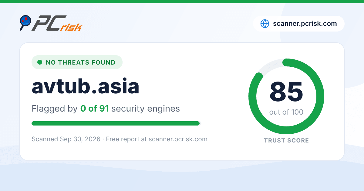 Is avtub.asia Safe? Security Scan Report | PCrisk