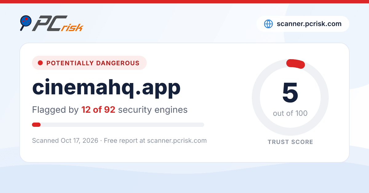 Is cinemahq.app Safe? Security Scan Report | PCrisk