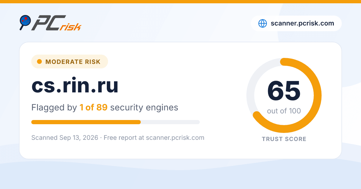 Is cs.rin.ru Safe? Security Scan Report | PCrisk