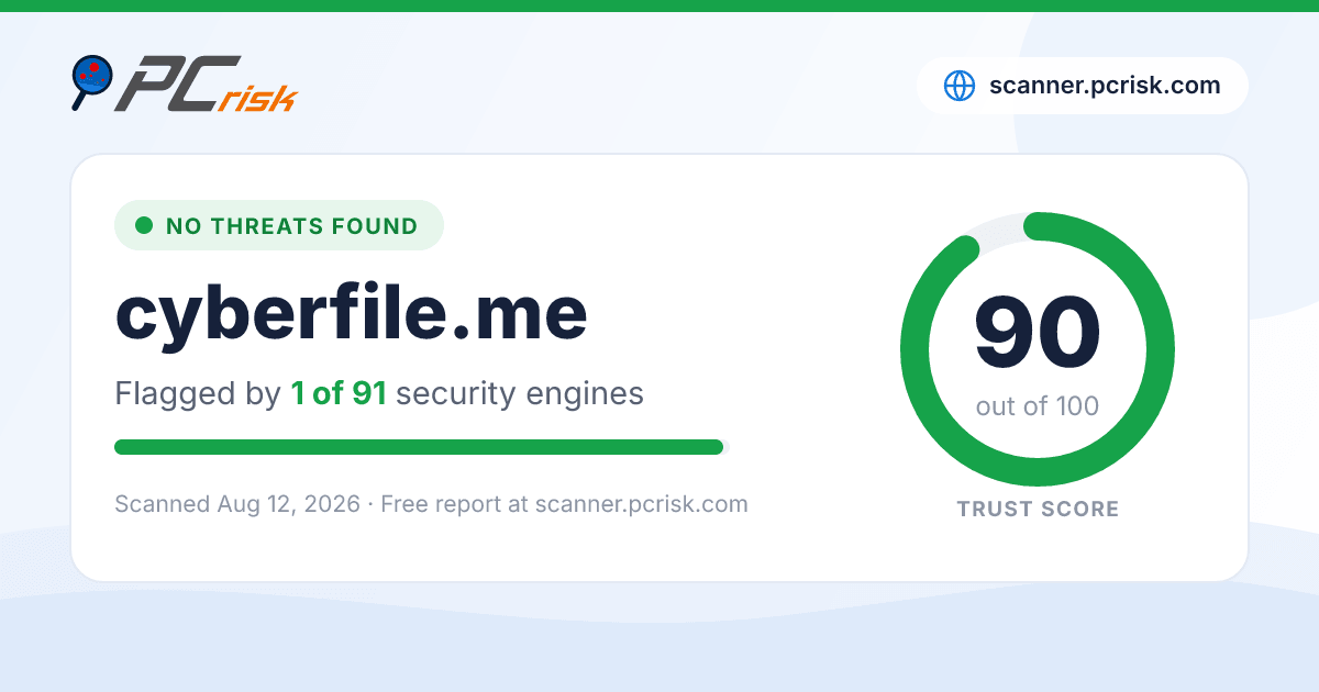 File Scanning Website Is cyberfile.me Safe? Security Scan Report | PCrisk