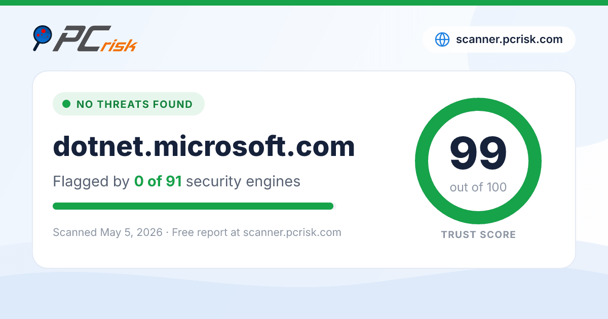 Is dotnet.microsoft.com Safe? Security Scan Report | PCrisk