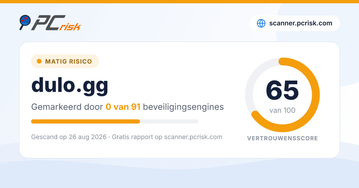 Is dulo.gg veilig? Beveiligingsscanrapport | PCrisk
