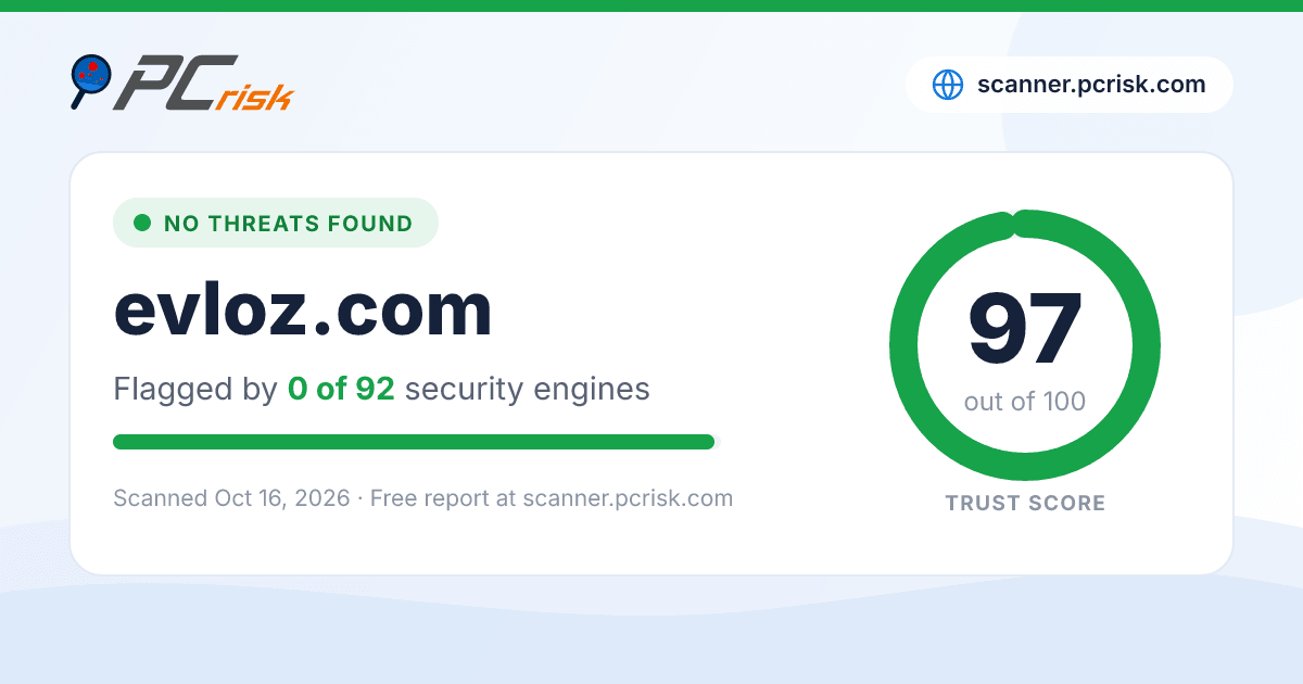 Is evloz.com Safe? Security Scan Report | PCrisk