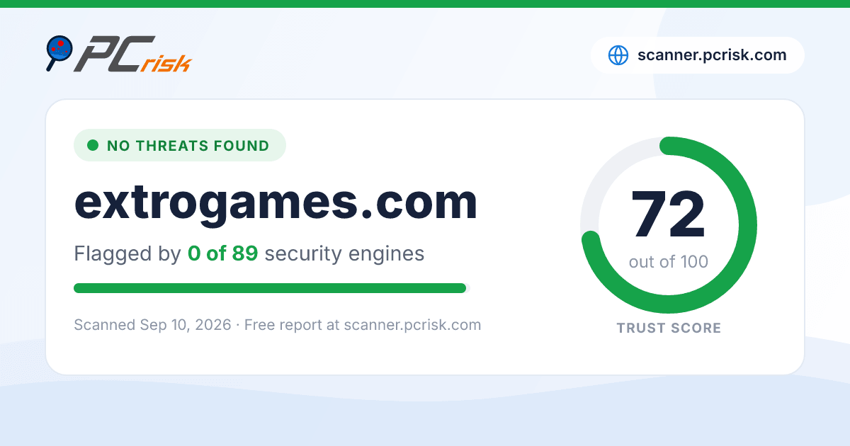 Is extrogames.com Safe? Security Scan Report | PCrisk