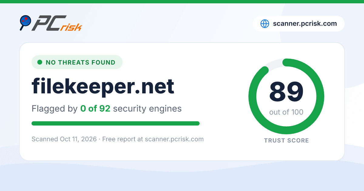 Is filekeeper.net Safe? Security Scan Report | PCrisk