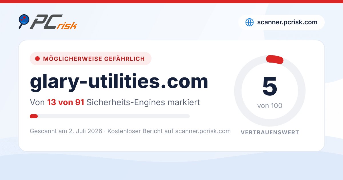 Ist glary-utilities.com sicher? Sicherheits-Scan-Bericht | PCrisk