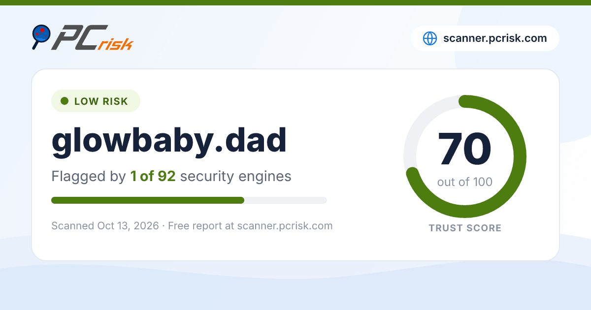Is glowbaby.dad Safe? Security Scan Report | PCrisk