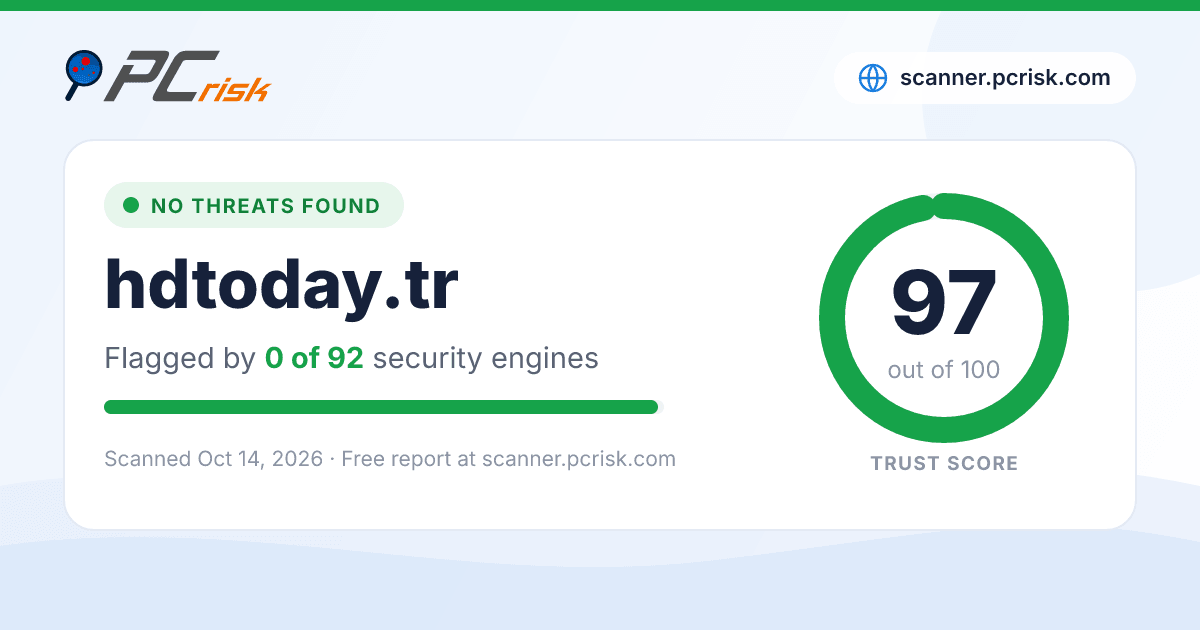Is hdtoday.tr Safe? Security Scan Report | PCrisk