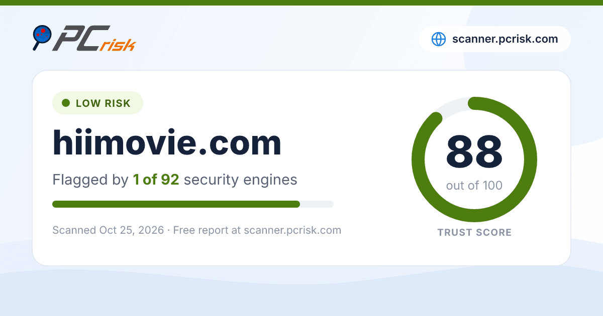 Is hiimovie.com Safe? Security Scan Report | PCrisk