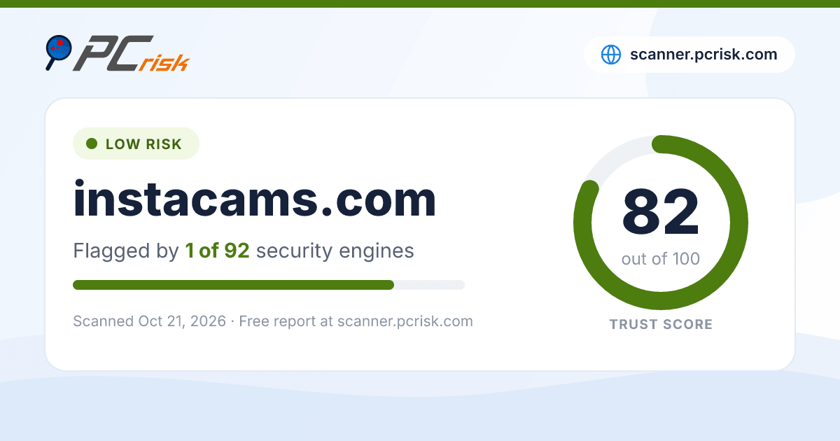 Is instacams.com Safe? Security Scan Report | PCrisk