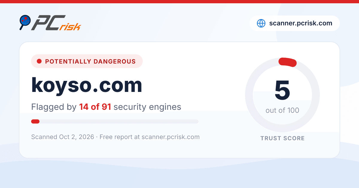 Is koyso.com Safe? Security Scan Report | PCrisk