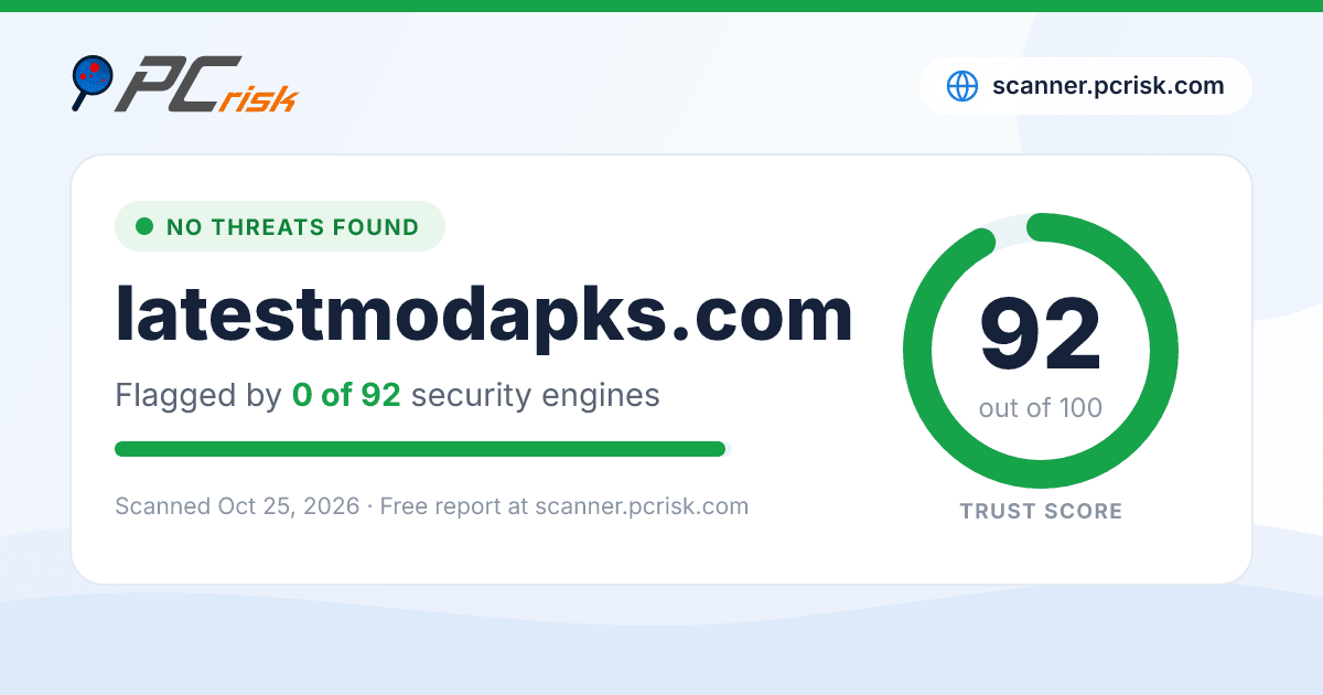 Is latestmodapks.com Safe? Security Scan Report | PCrisk