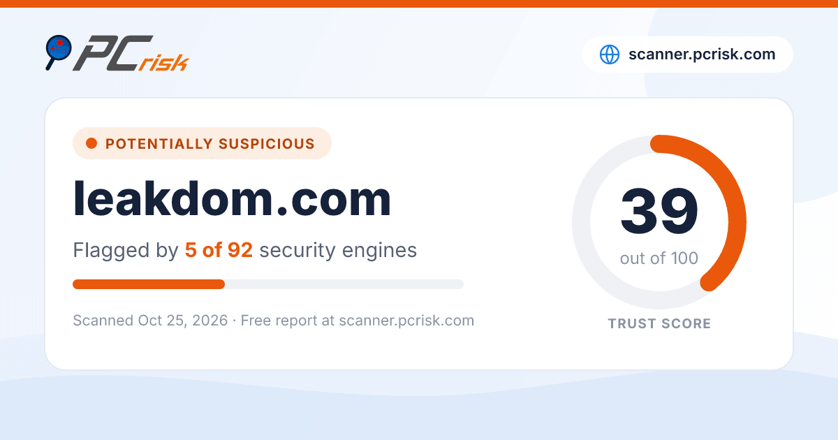 Is leakdom.com Safe? Security Scan Report | PCrisk