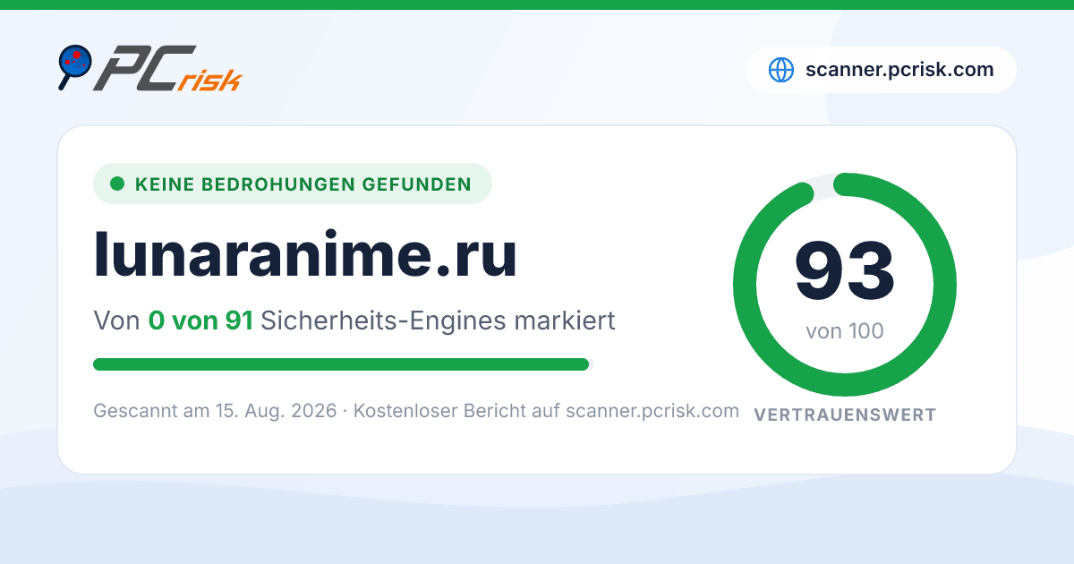 Ist lunaranime.ru sicher? Sicherheits-Scan-Bericht | PCrisk