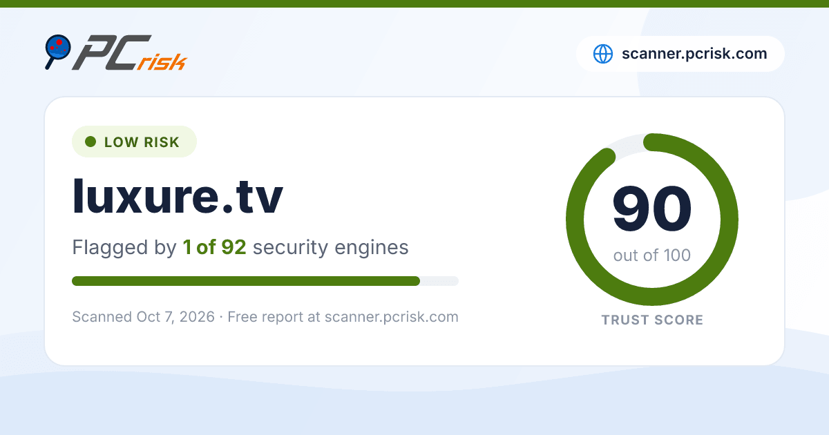 Is luxure.tv Safe? Security Scan Report | PCrisk