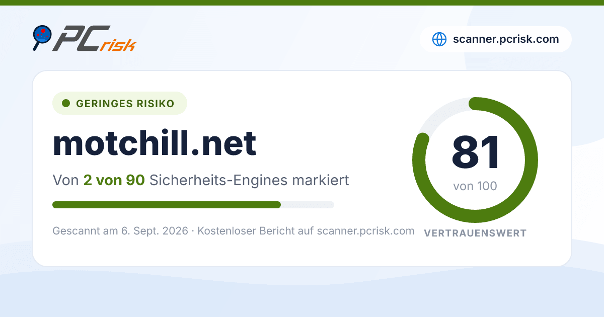 Ist motchill.net sicher? Sicherheits-Scan-Bericht | PCrisk