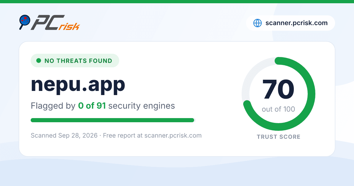 Is nepu.app Safe? Security Scan Report | PCrisk
