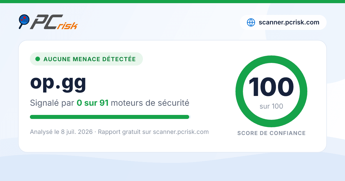 op.gg est-il sûr ? Rapport d’analyse de sécurité | PCrisk