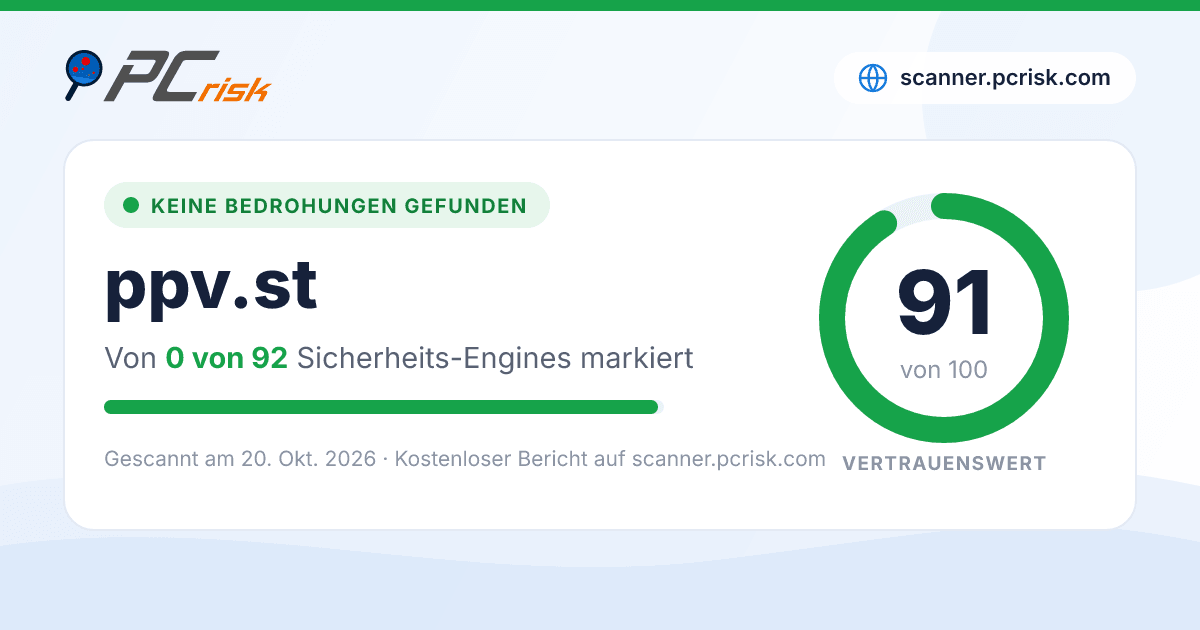 Ist ppv.st sicher? Sicherheits-Scan-Bericht | PCrisk