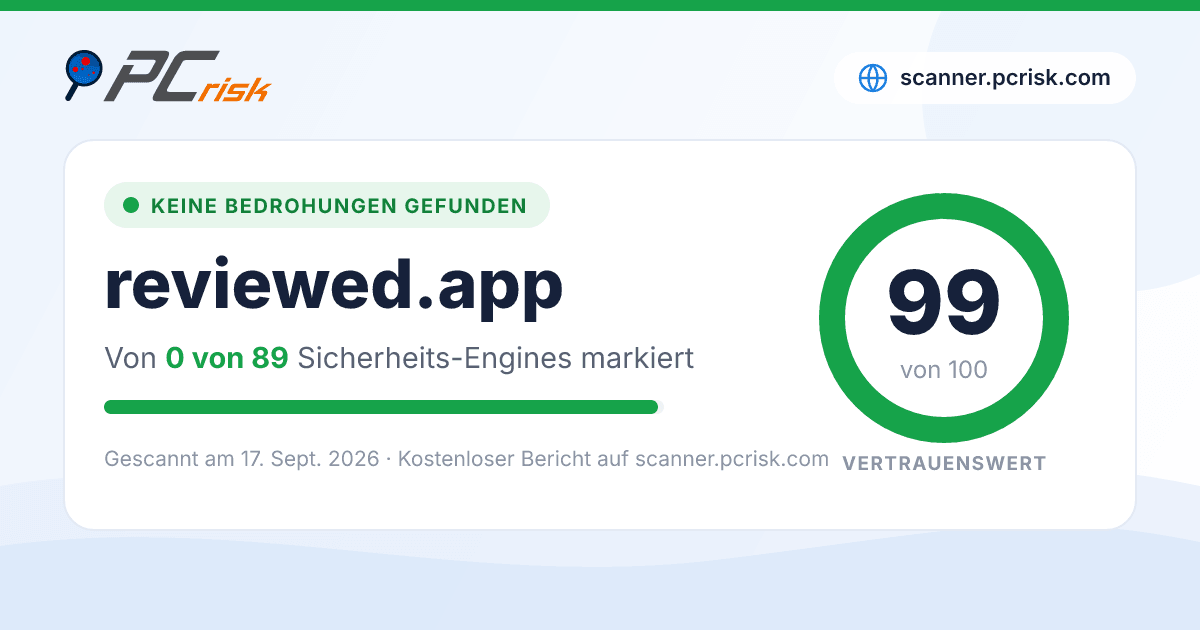 Ist reviewed.app sicher? Sicherheits-Scan-Bericht | PCrisk