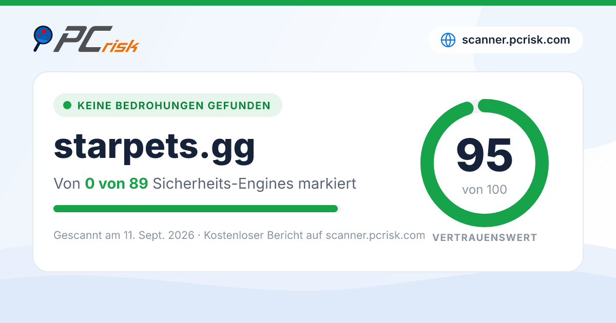 Ist starpets.gg sicher? Sicherheits-Scan-Bericht | PCrisk