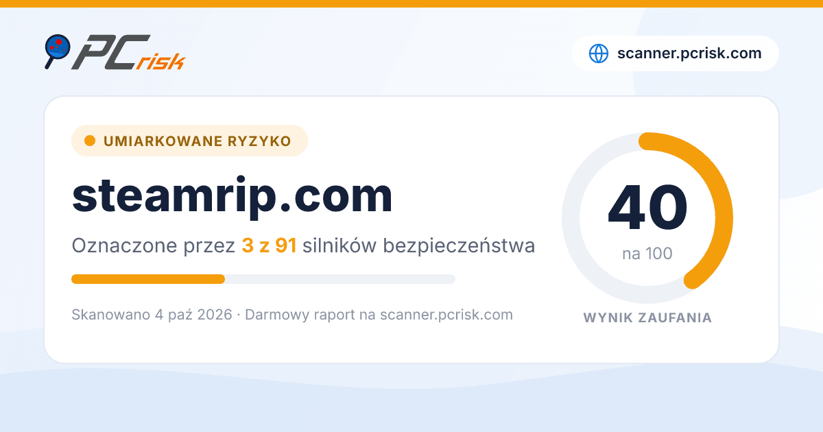 Steem Rip Czy steamrip.com jest bezpieczna? Raport bezpieczeństwa | PCrisk