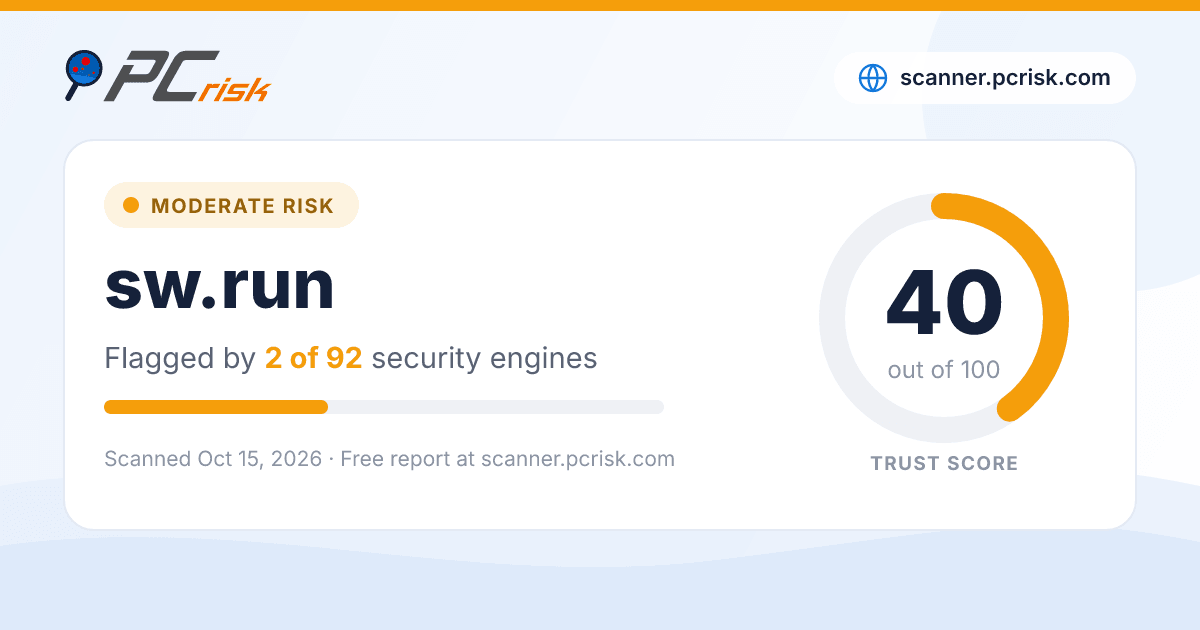Is sw.run Safe? Security Scan Report | PCrisk