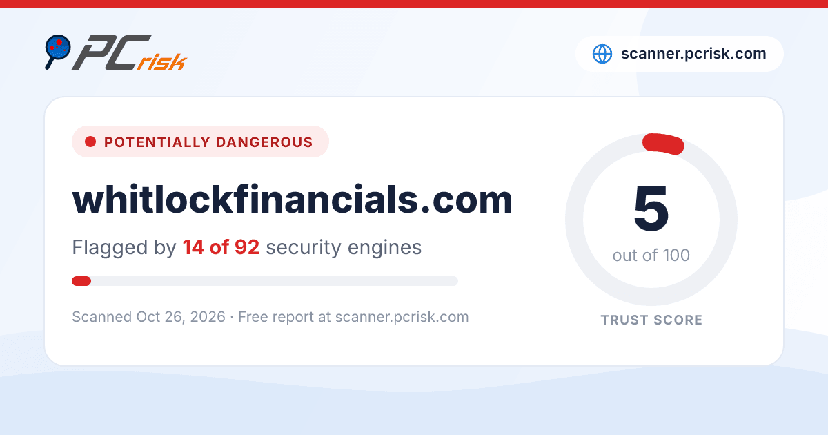 Is whitlockfinancials.com Safe? Security Scan Report | PCrisk