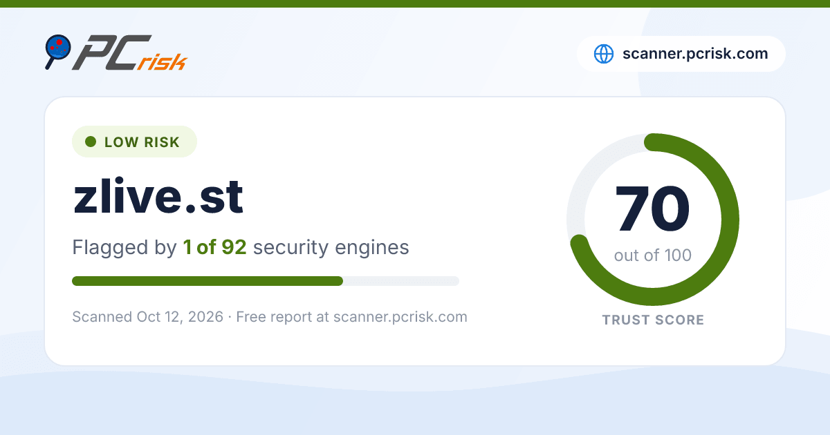 Is zlive.st Safe? Security Scan Report | PCrisk