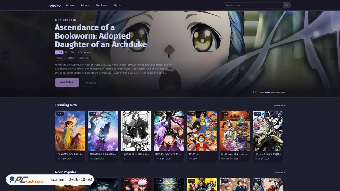 Captura de ecrã de 0neko.cc