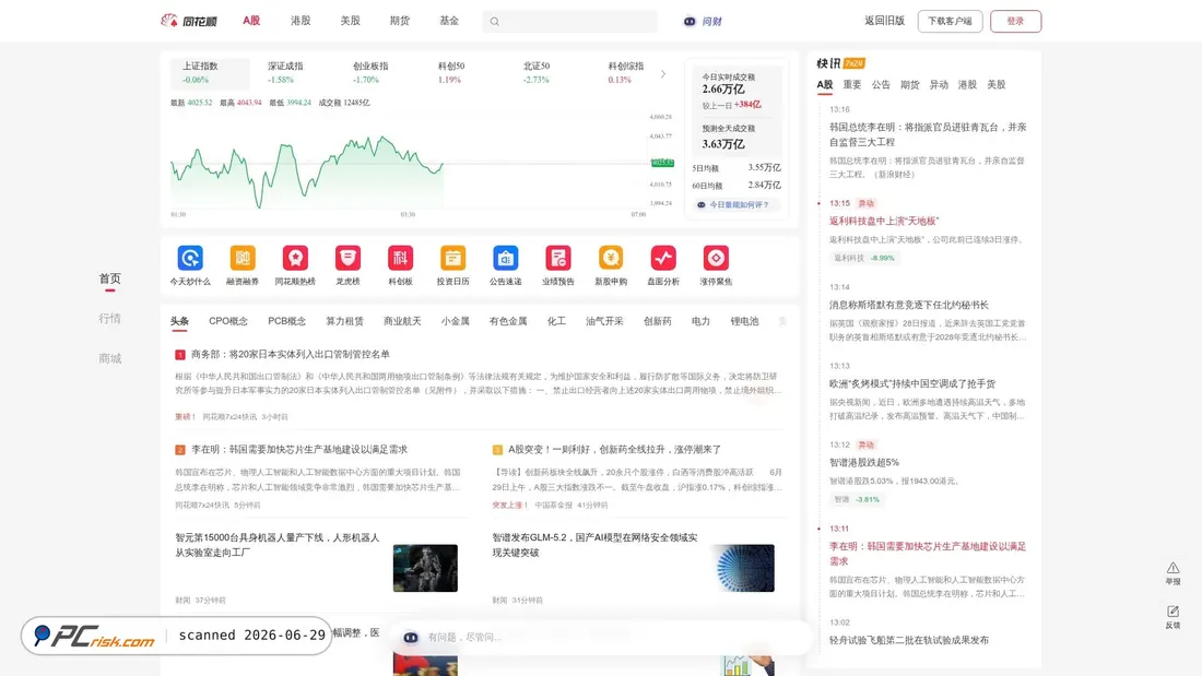 Screenshot of 10jqka.com.cn