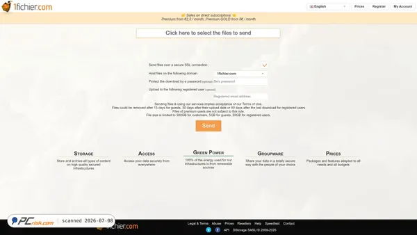 1fichier.com screenshot