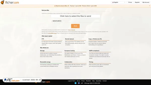 1fichier.com screenshot