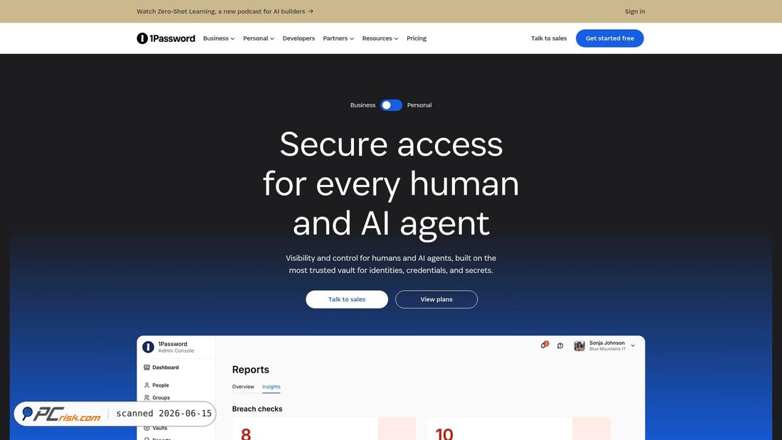 Screenshot of 1password.com