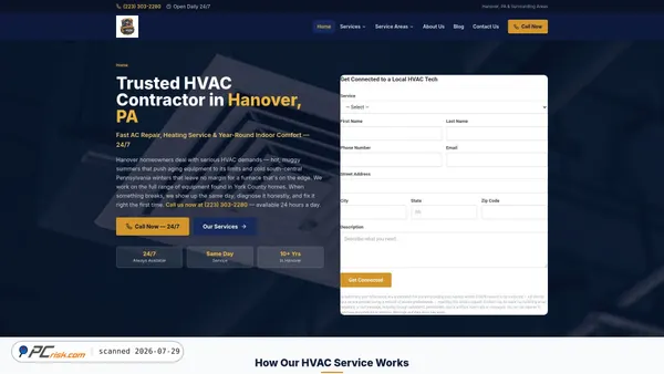 1sthvacrepairhanover.com screenshot