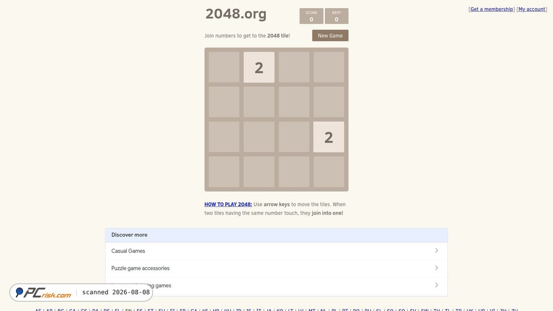 Screenshot von 2048.org