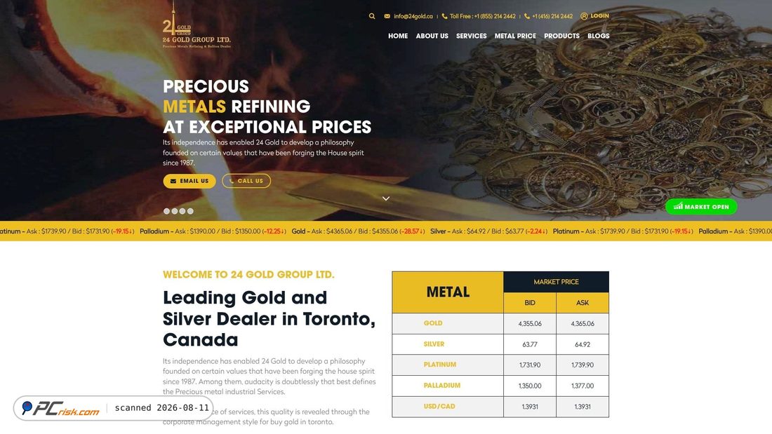 Screenshot of 24gold.ca