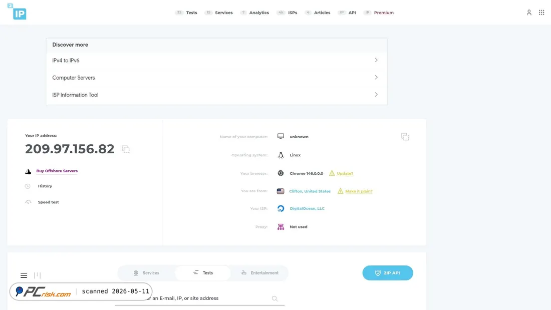 Screenshot of 2ip.io