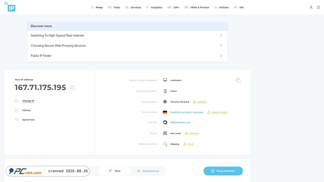 Screenshot von 2ip.io
