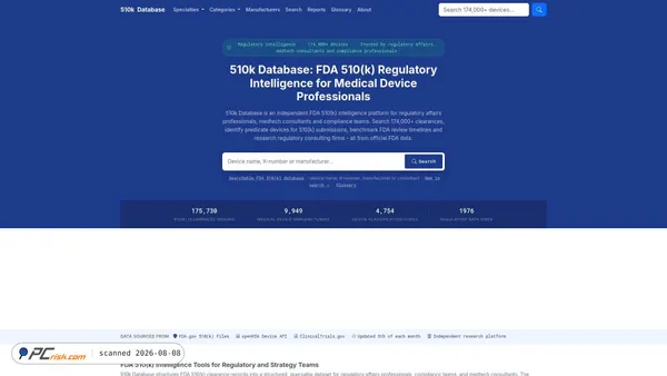 510kdatabase.net screenshot
