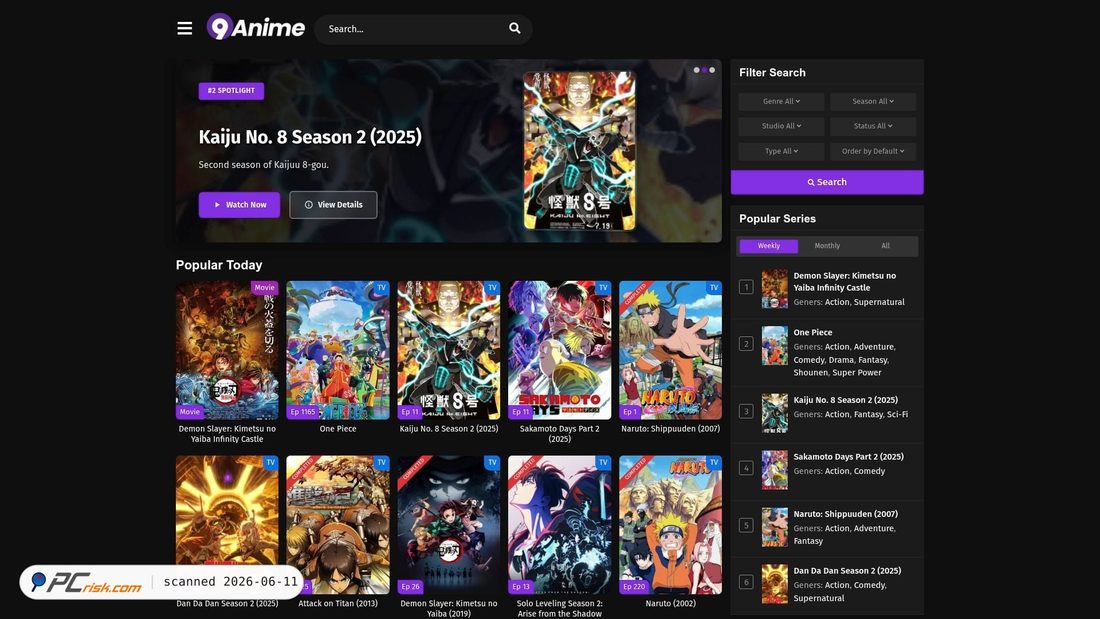 Screenshot of 9anime.cl