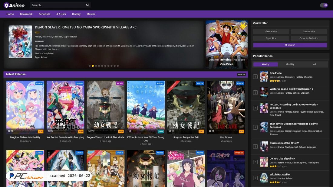 Screenshot of 9anime.me.uk