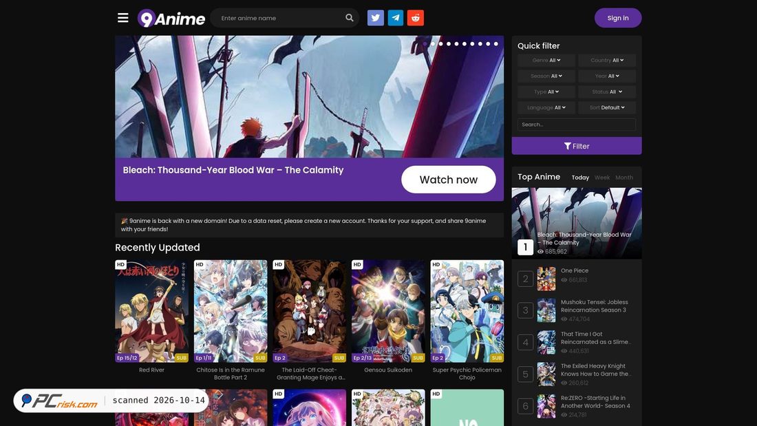 Captura de ecrã de 9anime.or.at