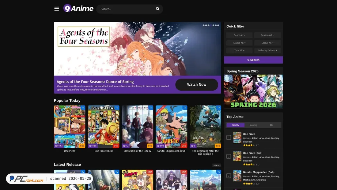 Screenshot of 9anime.org.lv