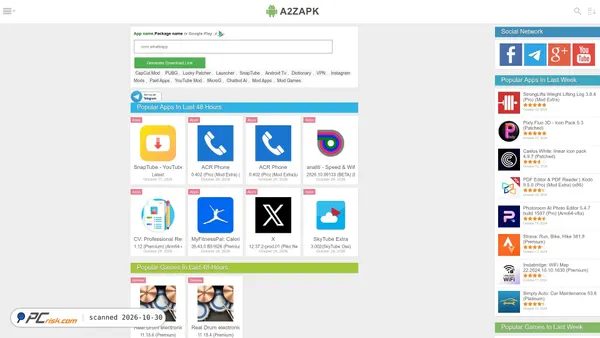 Captura de a2zapk.com