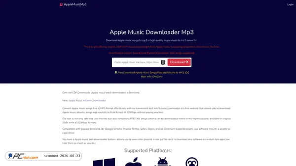 aaplmusicdownloader.com screenshot